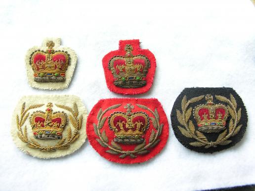 Five British Army Warrant Officer Mess Dress Ranks in Bullion