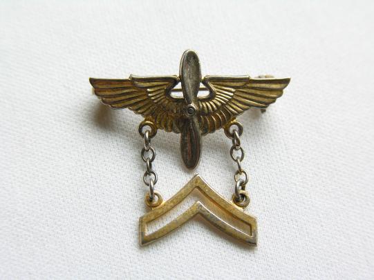 WWII U.S. Air Corps Corporal Rank Sweetheart Brooch